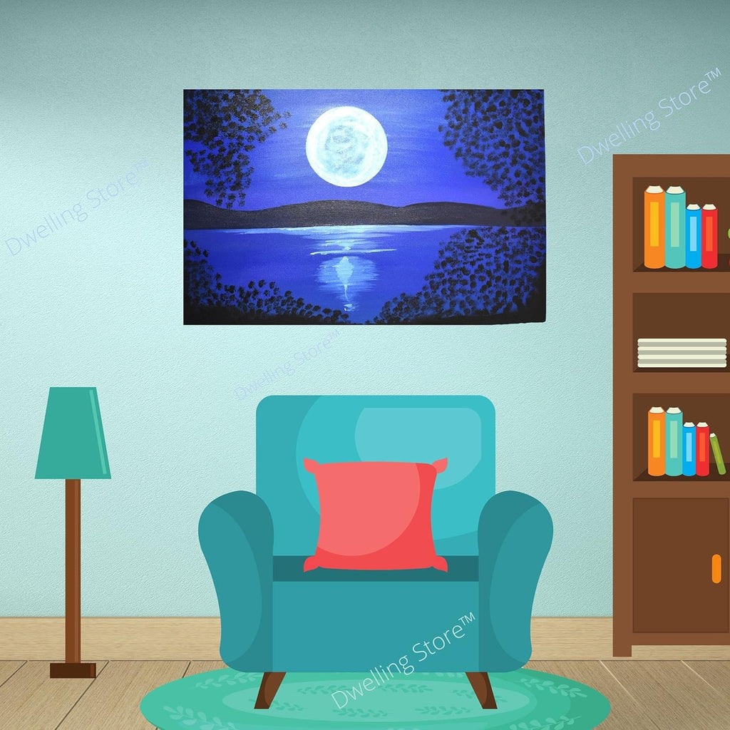 Canvas Wall Art Moon Picture Painting 36x24 Inches F29481