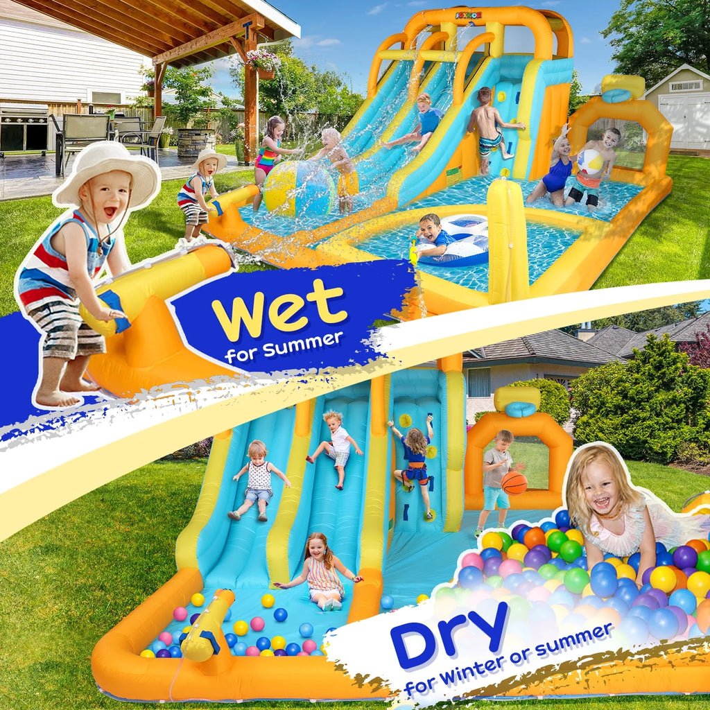 8-in-1 Inflatable Water Slide Park with Splash Pool U4544