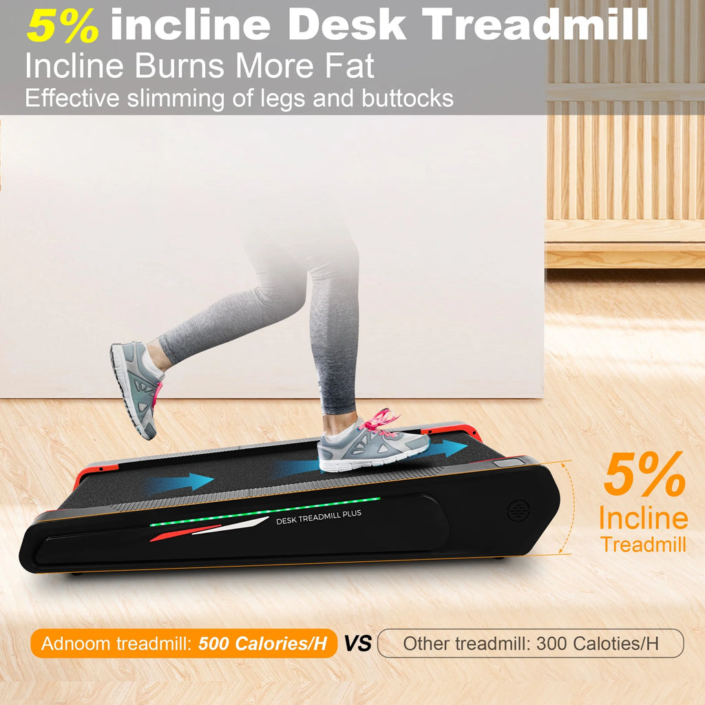 Walking Pad Treadmill with 5% Incline, 2.5HP, Black & Red Y335
