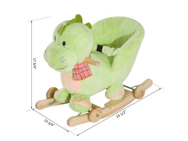 2-in-1 Plush Dinosaur Kids Ride on Cart Rocking Horse Toy D5129
