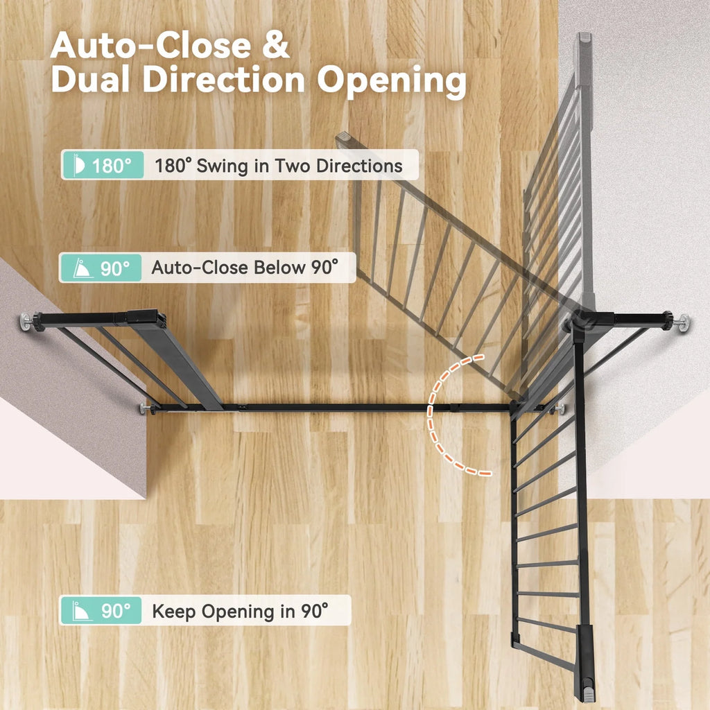 Baby Safety Gate, 29.5''- 40.5'' Wide Pressure Mount, Black K192430