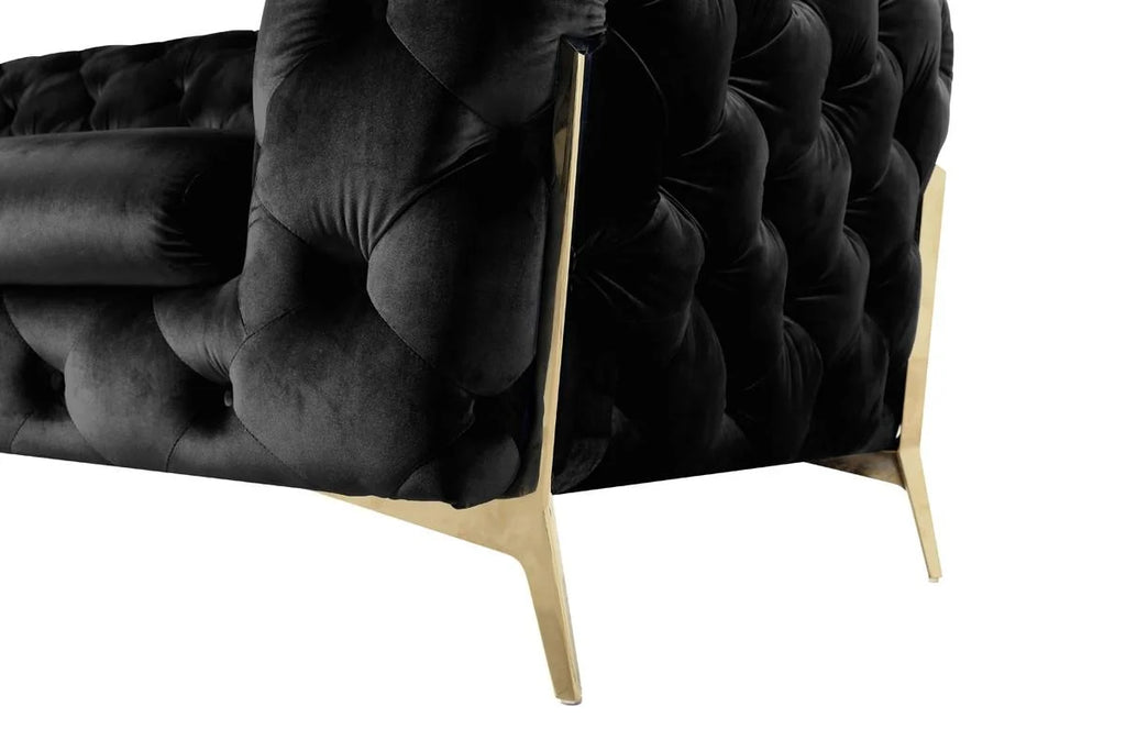Black Velvet Tufted Sofa K17796