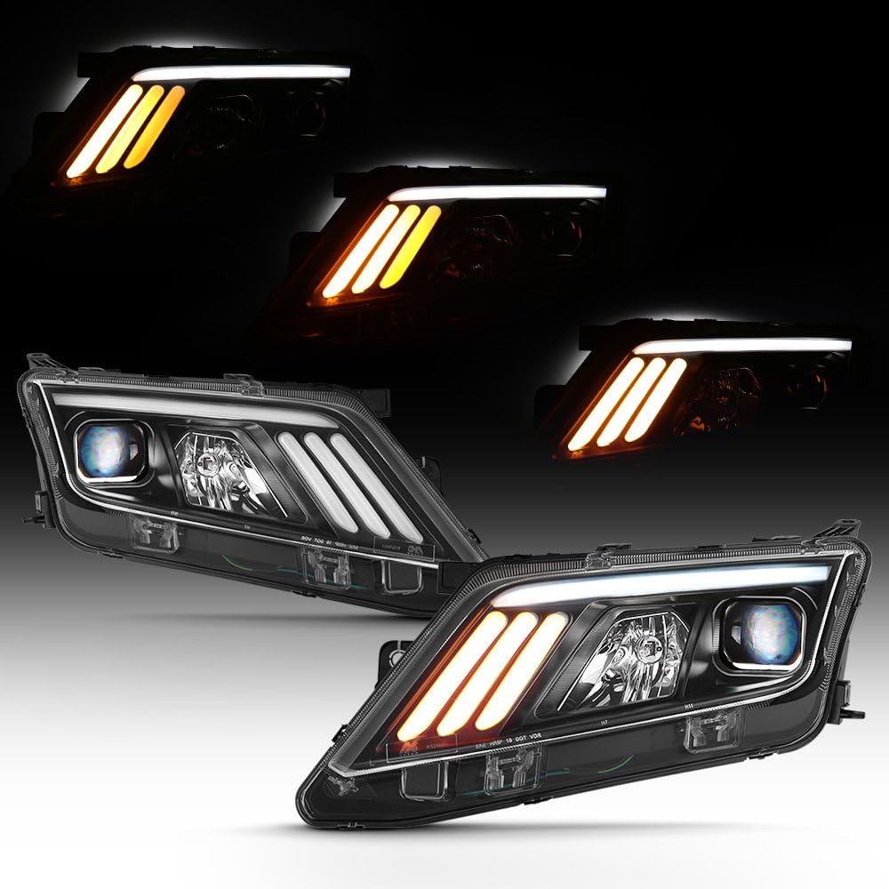 Black LED Projector Headlights Headlamps Left Right A105