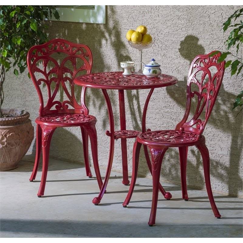 Lipstick Red Cast Aluminum Bistro Set O255
