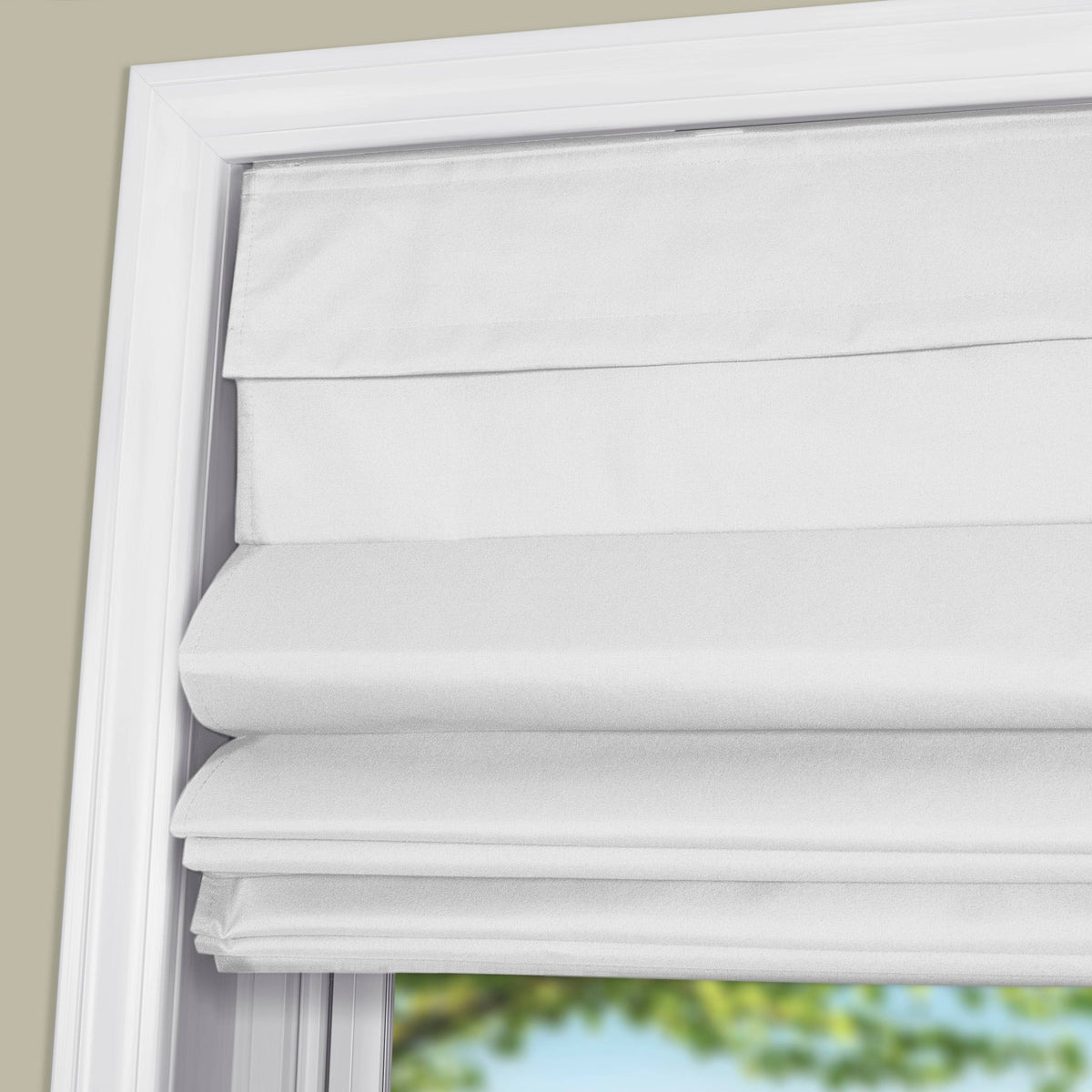 White Cordless Fabric Roman Shades U8203