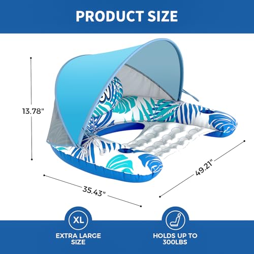 XL Inflatable Pool Float with Canopy and Drink Holder K469601