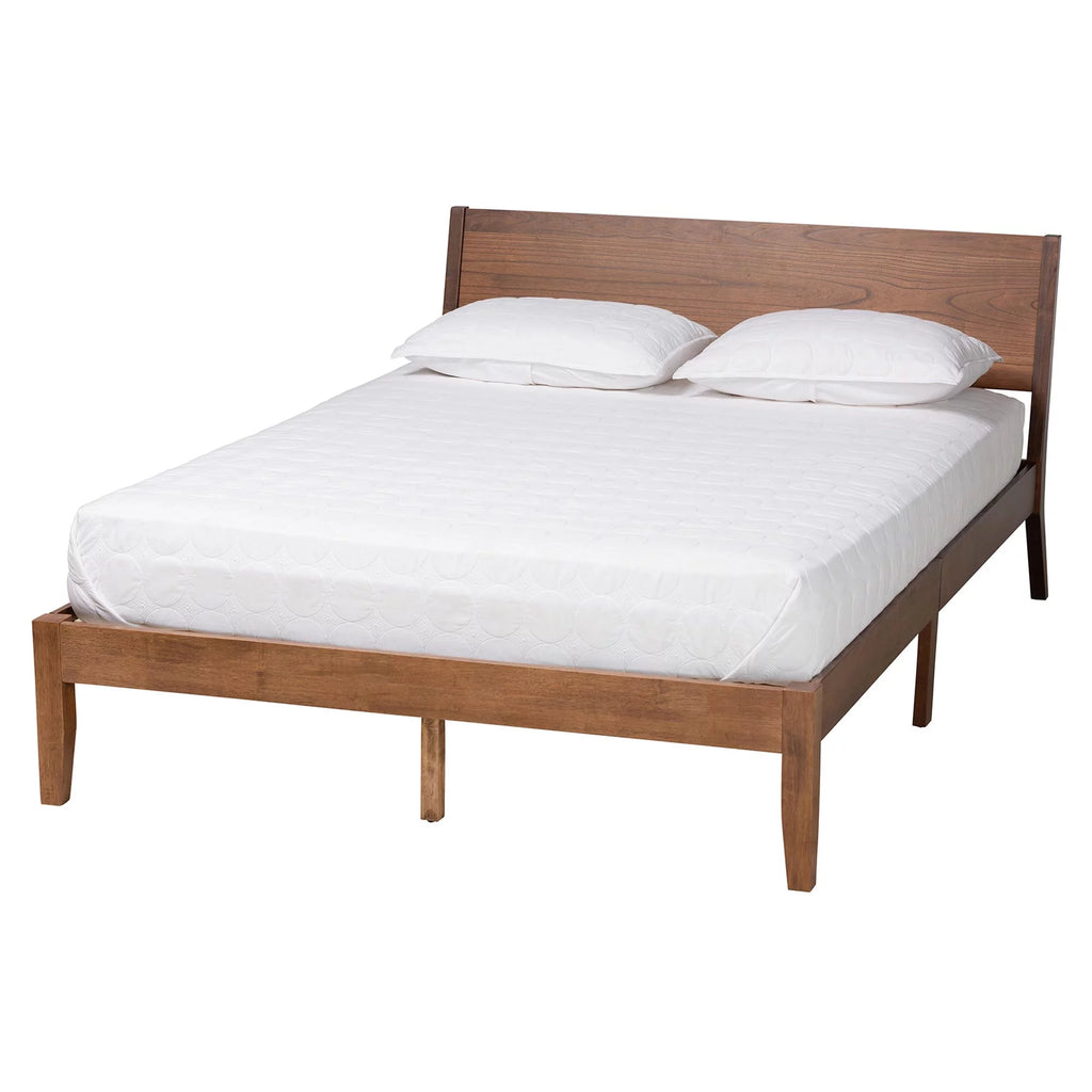 Walnut Brown Wood King Size Platform Bed Z628