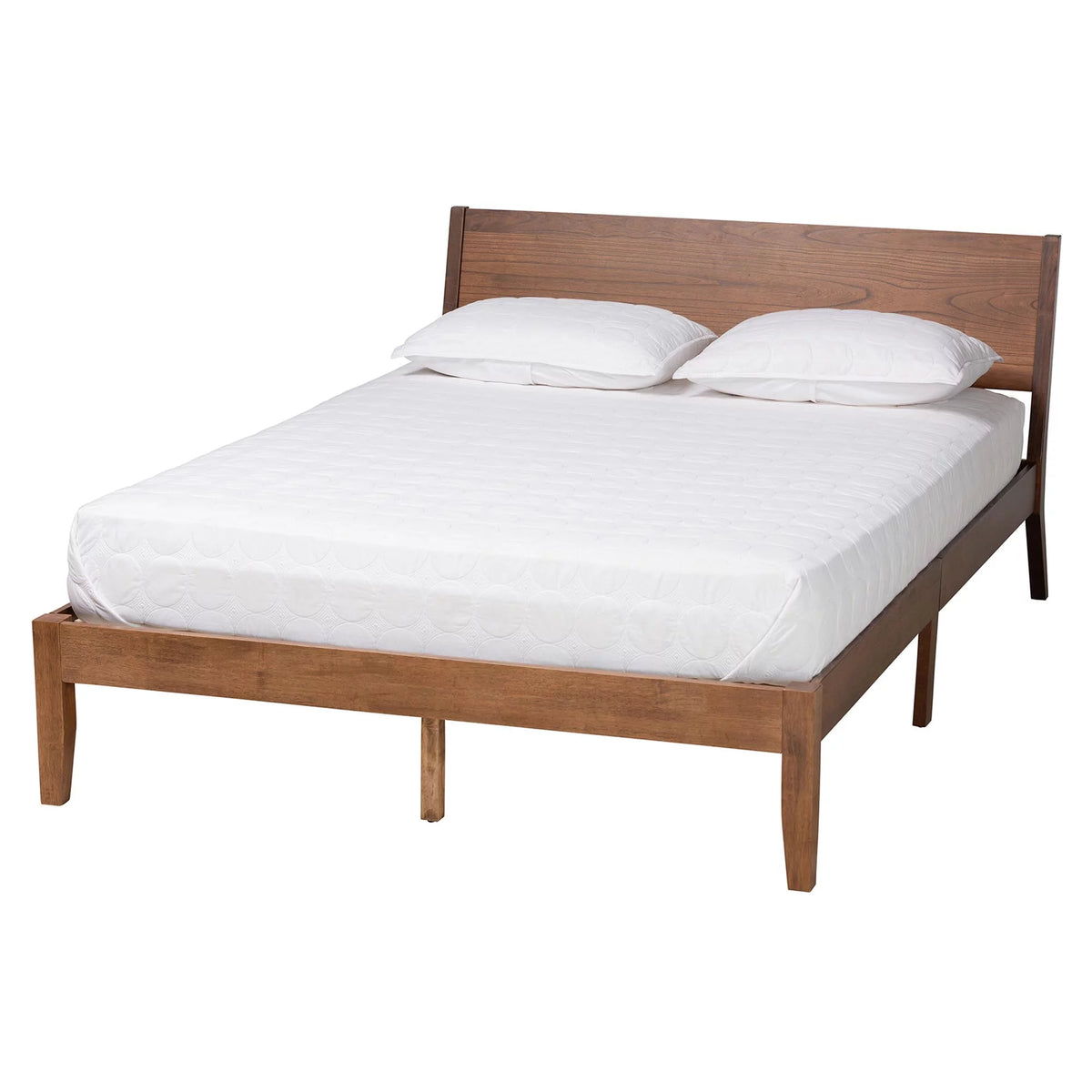 Walnut Brown Wood King Size Platform Bed Z628