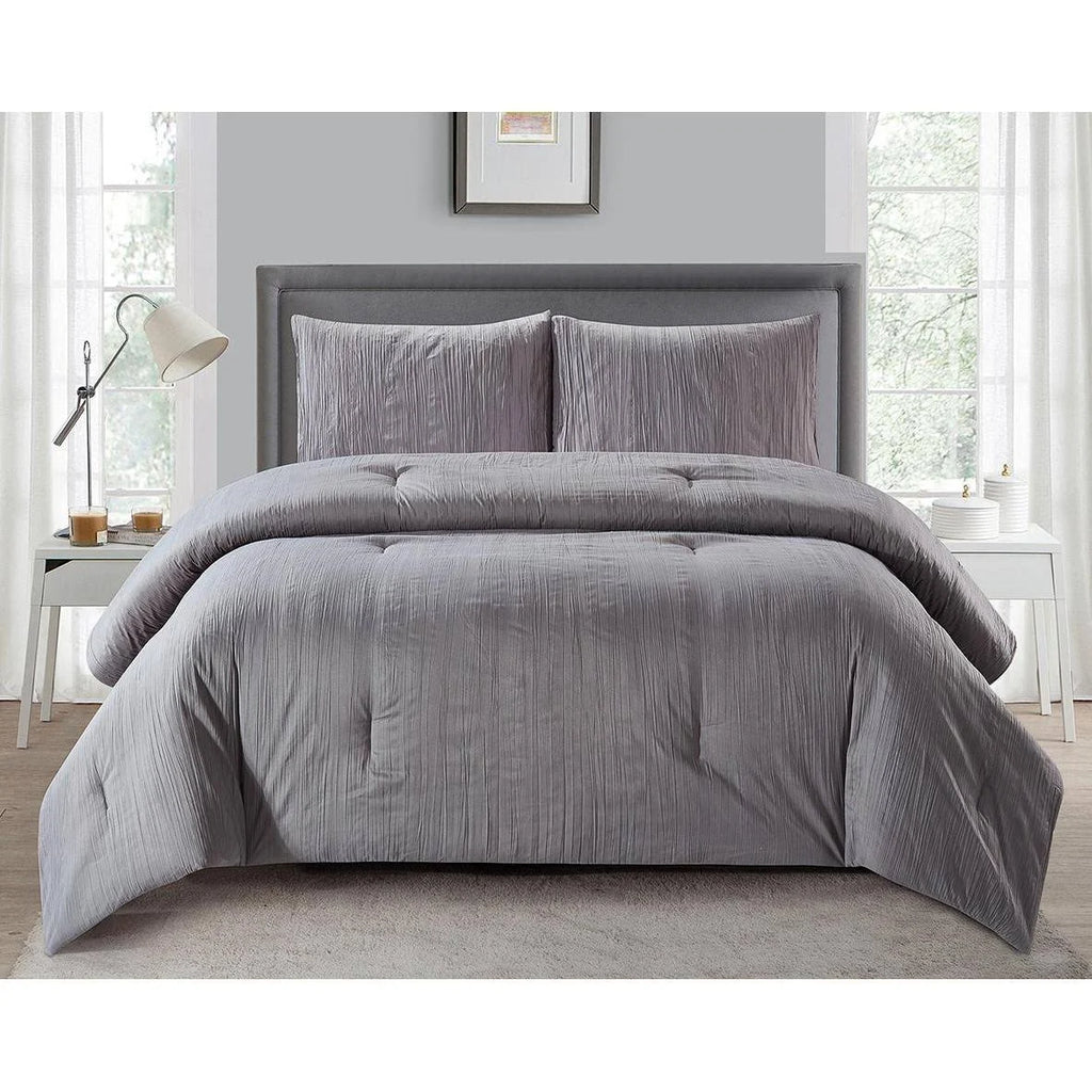 Dark Grey Crinkle 3PC Full/Queen B7091