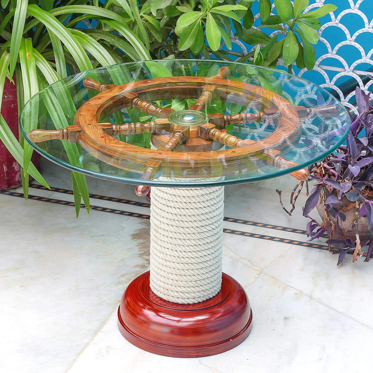 Wood Coffee Table with Clear Glass Top 30 Inches L554
