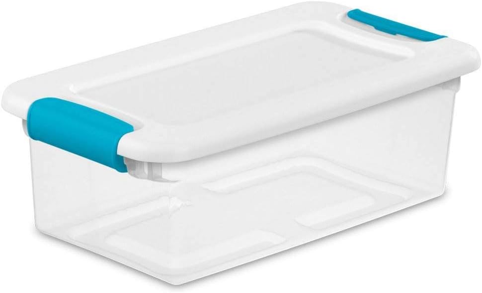 6-Quart Clear and Blue Stackable Latching Storage Box Container (12-Pack) Pack of 2 G26967