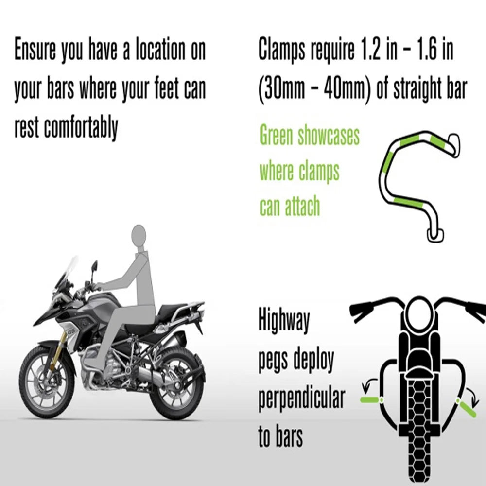 Universal Motorcycle 360 Rotatable Highway Crash Bar Foot Pegs D350