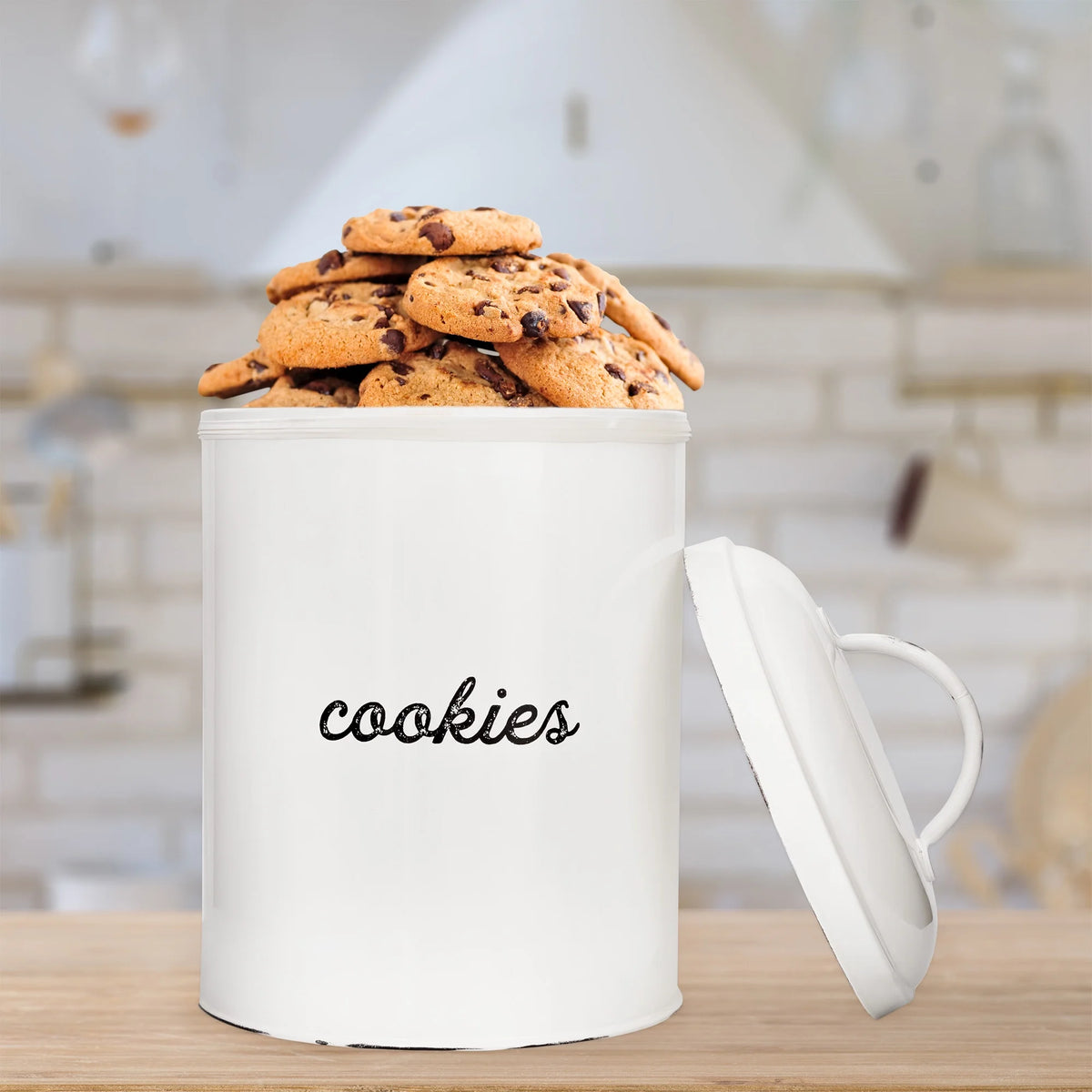 White Enamelware Cookie Jar H80144