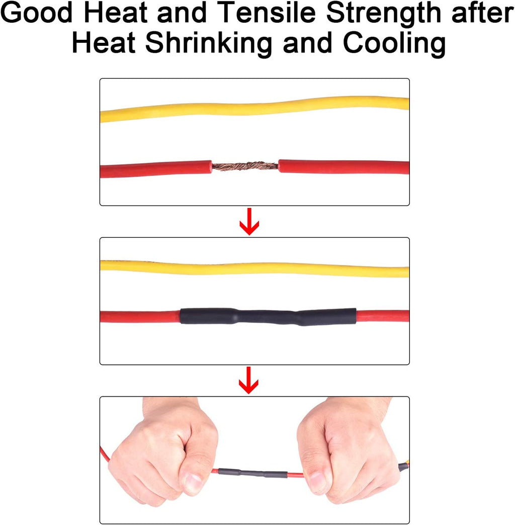 2 Pcs 1-1/4 Inch 3:1 Waterproof Adhesive Lined Heat Shrink Tube, 4 Ft Black&Red Y709590