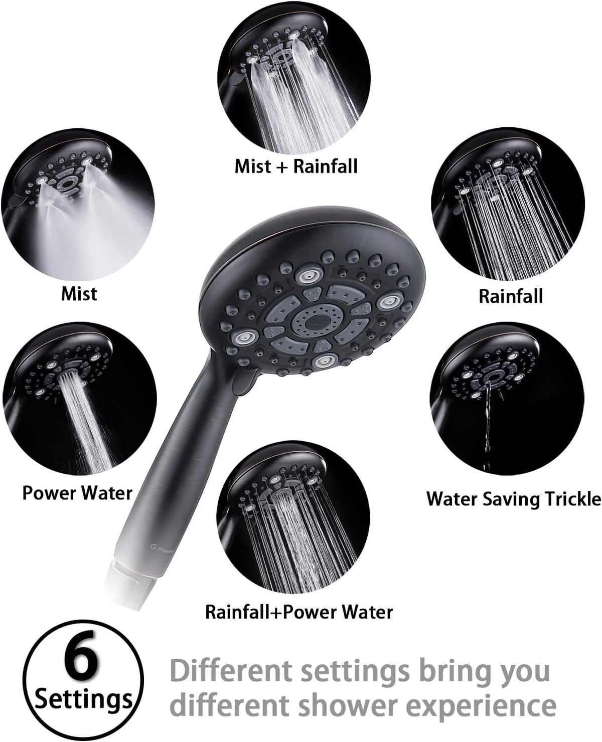 Oil Rubbed Bronze Handheld Shower Head with Extra Long Flexible Hose and Metal Adjustable Bracket, Pack of 2 C102575