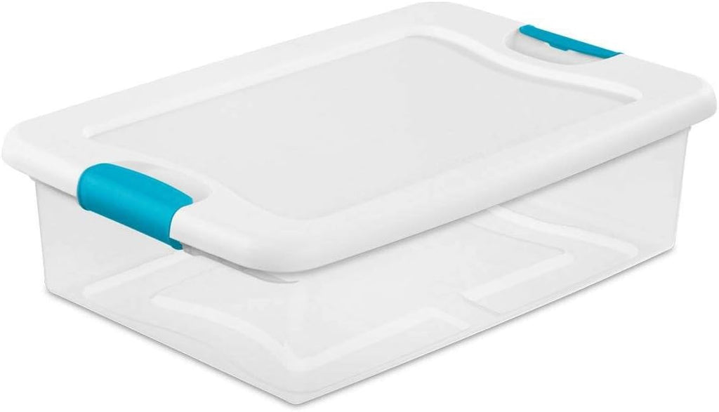 6-Quart Clear and Blue Stackable Latching Storage Box Container (12-Pack) Pack of 2 G26967