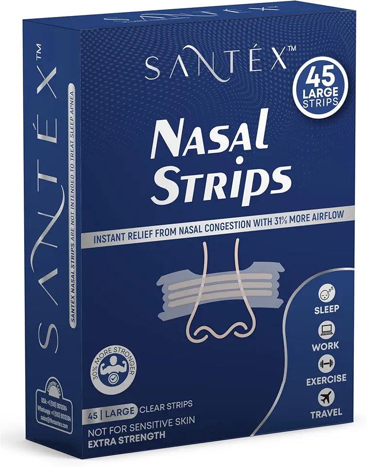 Large Clear Extra Strength Drug-Free Nasal Strips 45 ct X909