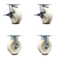 Swivel Top Plate Caster Set of 4 with 6 inch x 2 inch White Wheels E32353