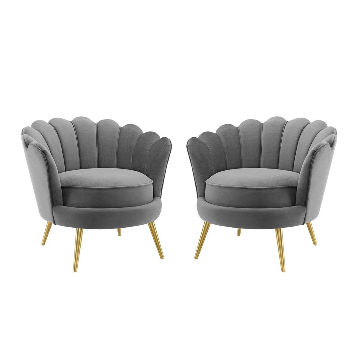 Gray Velvet Accent Armchair Set of 2 K332270