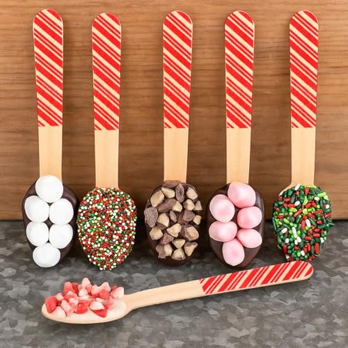 100 Set Christmas Disposable Wooden Spoons 5.5 Inches D865