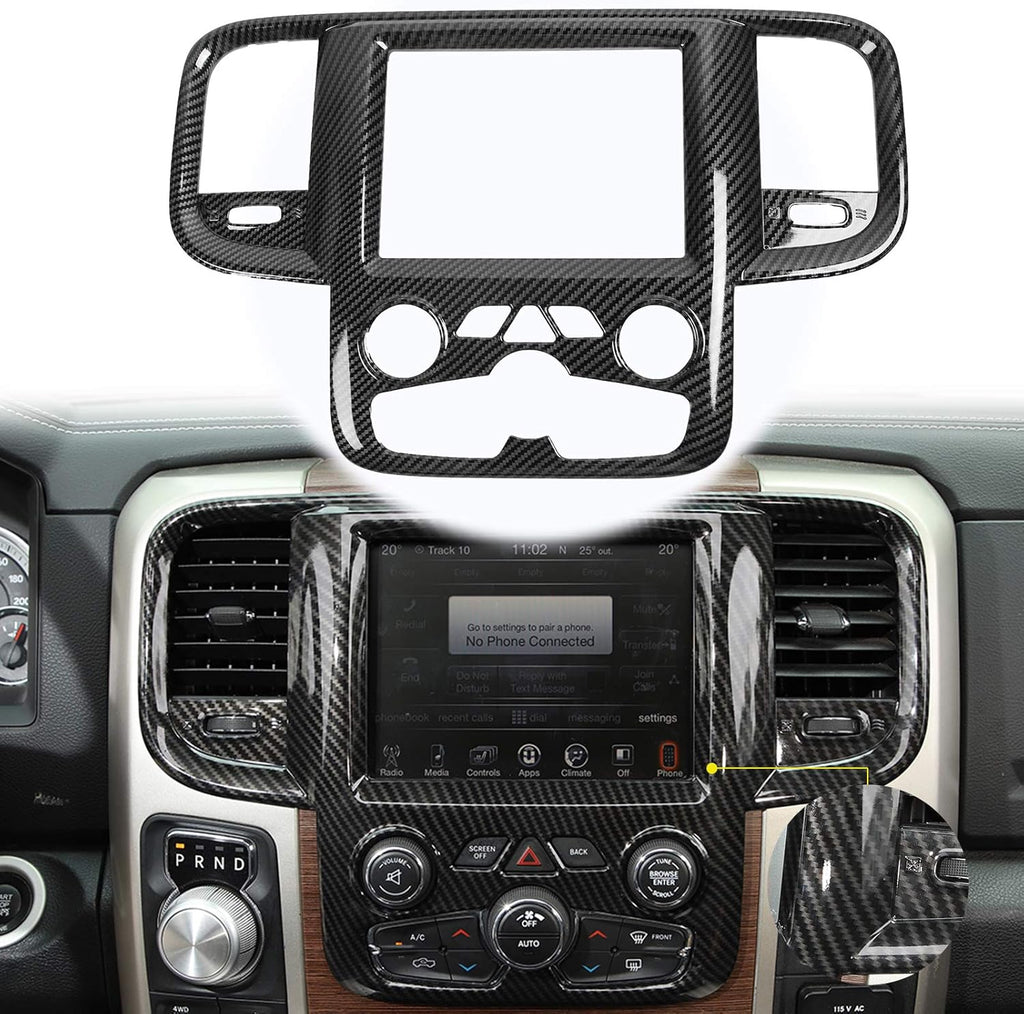 Red Carbon Fiber ABS Center Control Touch Screen Trim Cover Pack of 2 Z9090