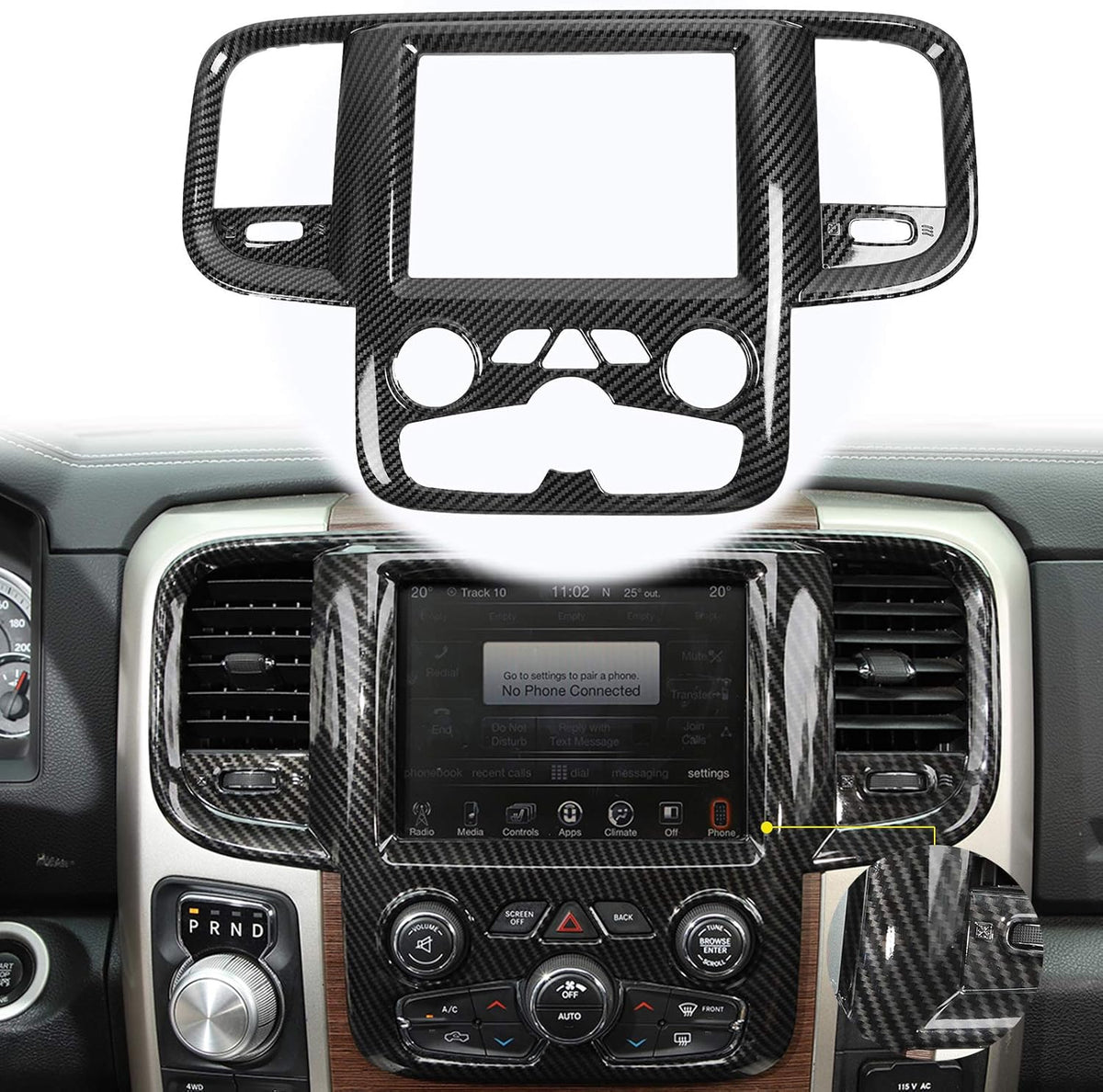 Red Carbon Fiber ABS Center Control Touch Screen Trim Cover Pack of 2 Z9090
