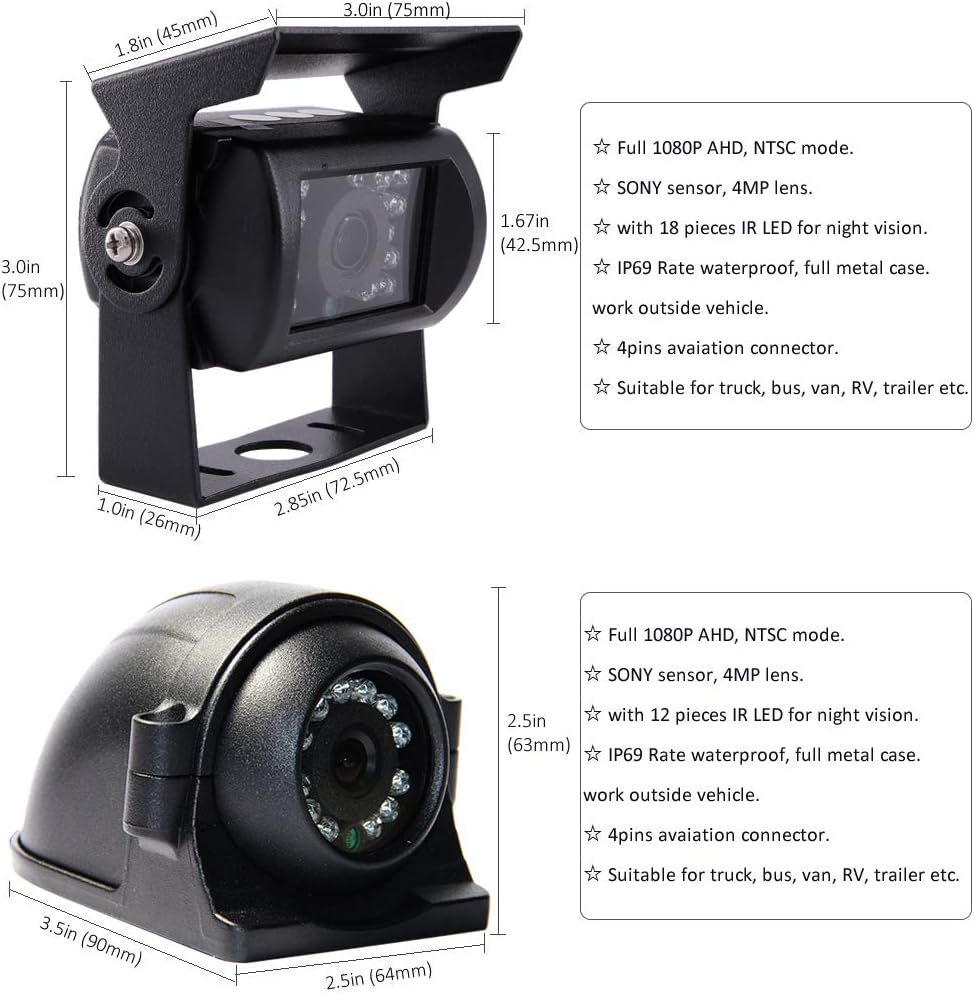 4 Channel 1080P AHD Mobile Vehicle DVR Video Recorder Kit with 10 inches Screen M389