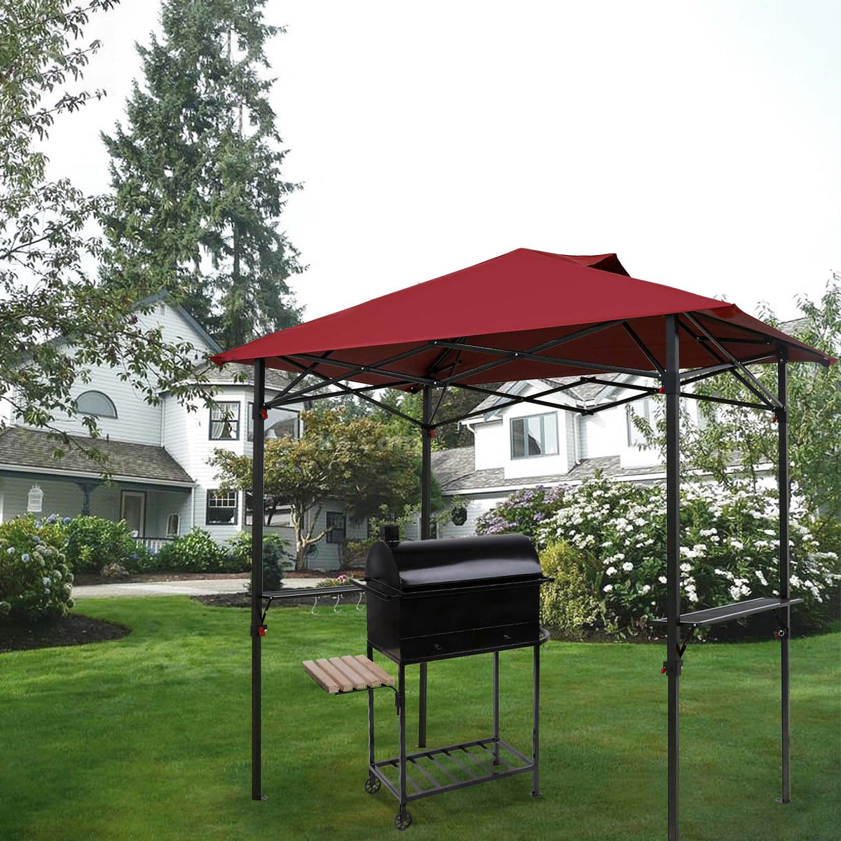8x5 Pop up Grill Gazebo Outdoor BBQ Canopy, Red F636640