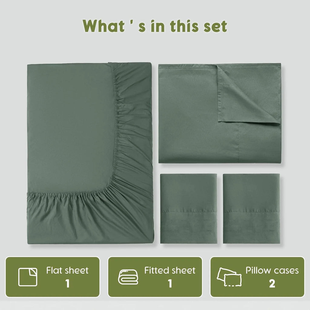 King Size 4 PC Cotton Sateen Weave Bed Sheet Set with Deep Pocket O696437