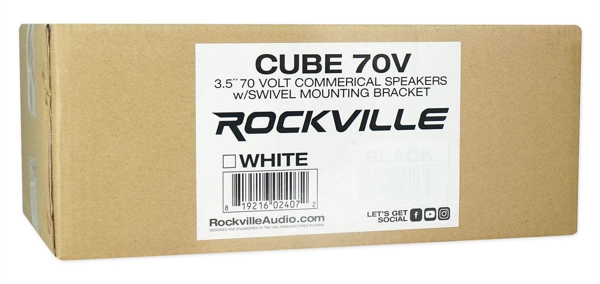 70v Amplifier and 10 White Cube Speakers Z649566