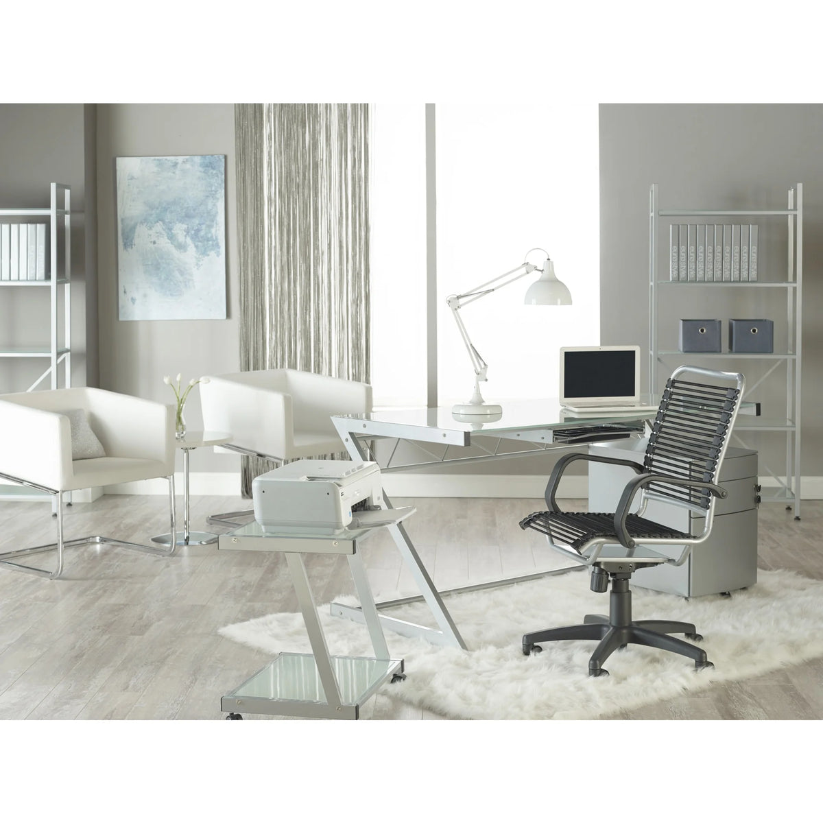 High Back Office Chair with Fixed Arm F624