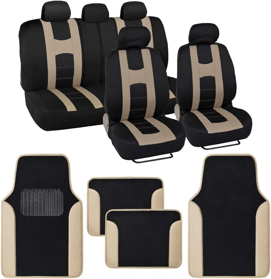 Light Gray Full Set Seat Covers with Car Floor Mats K2337