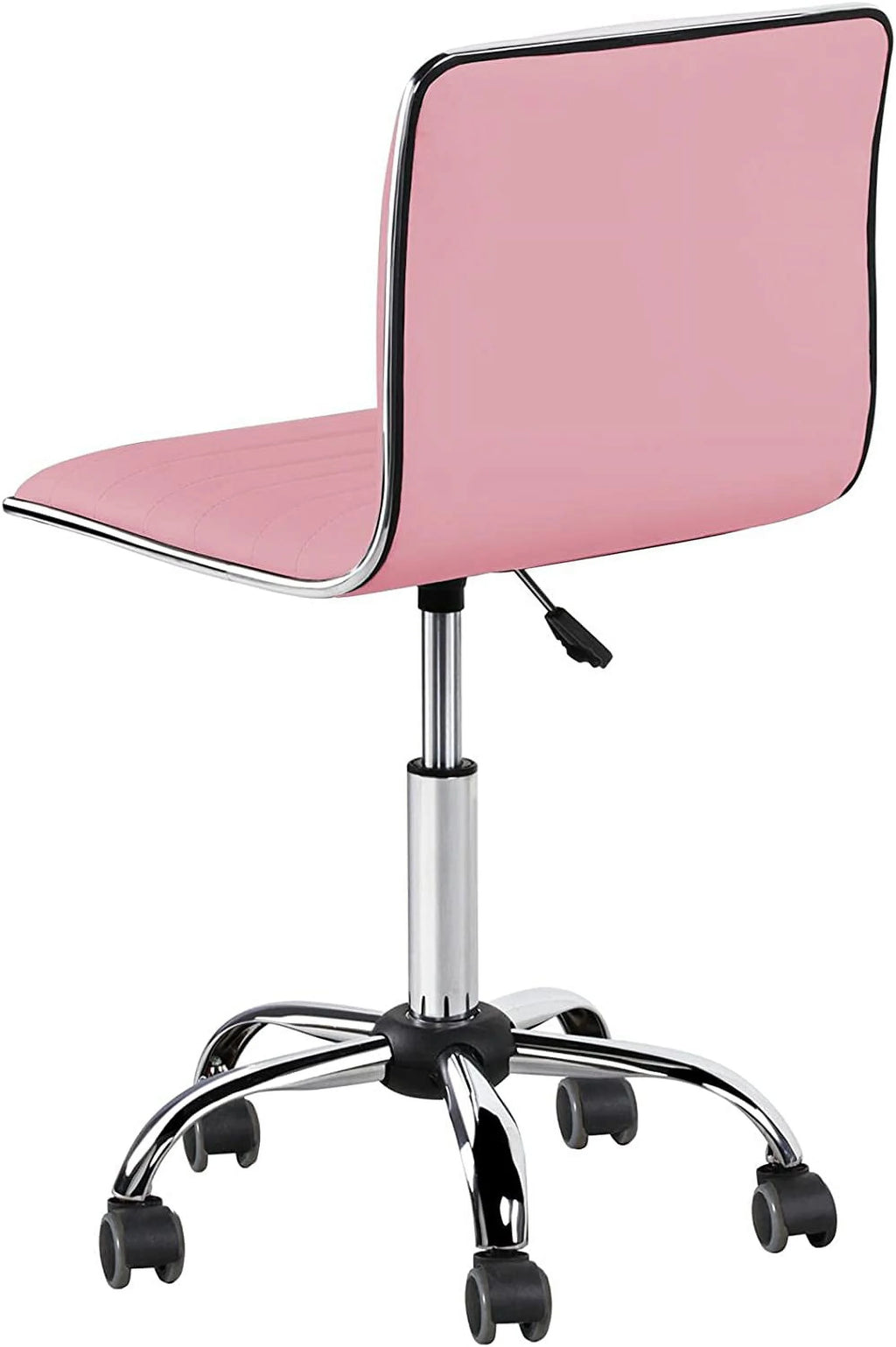 Pink PU Leather Armless Office Chair with Wheels A724