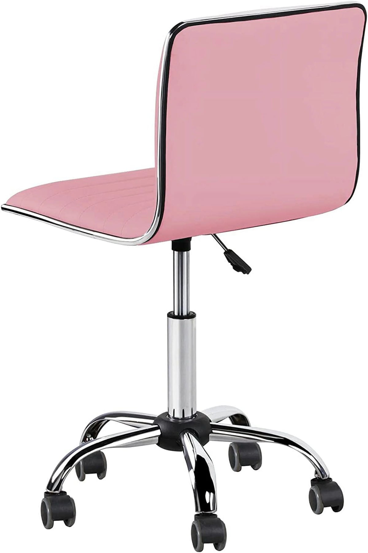 Pink PU Leather Armless Office Chair with Wheels A724