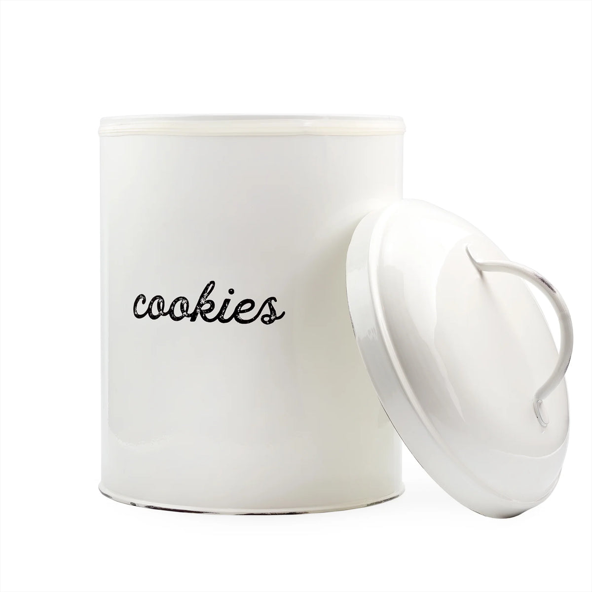 White Enamelware Cookie Jar H80144