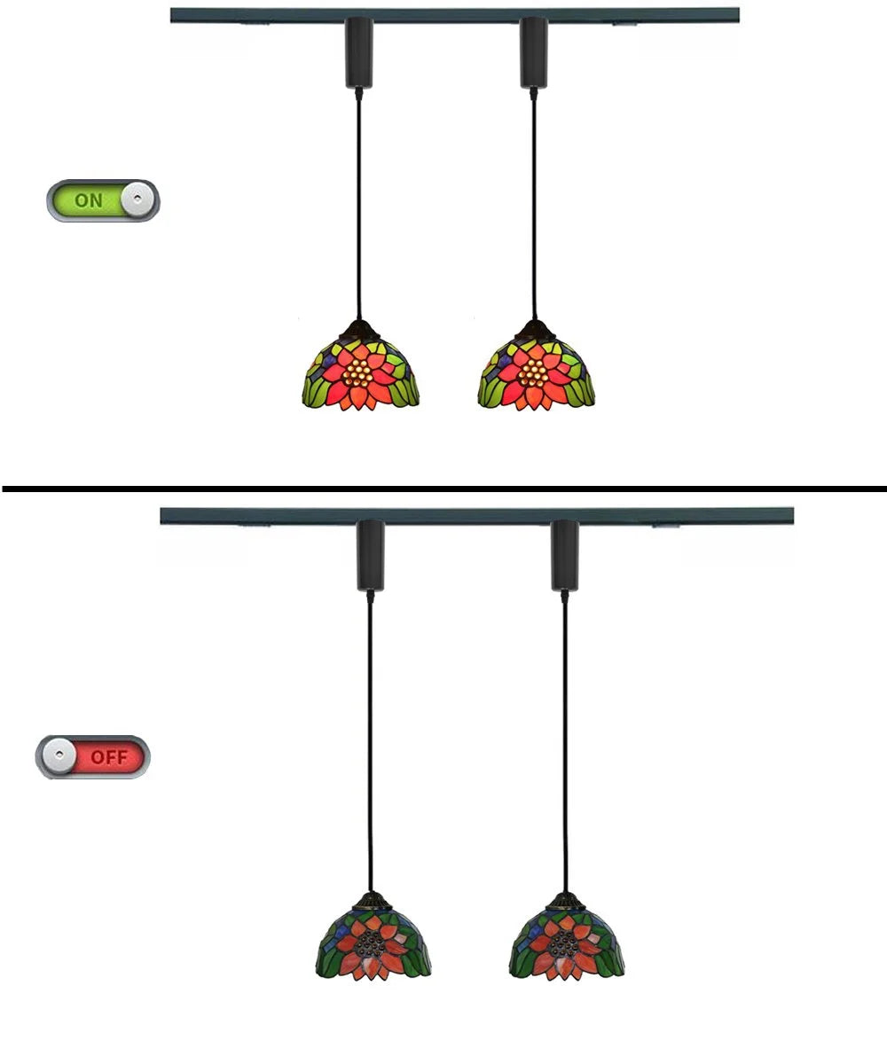 3 Lights Tiffany Style H Track Pendant Lighting F16197