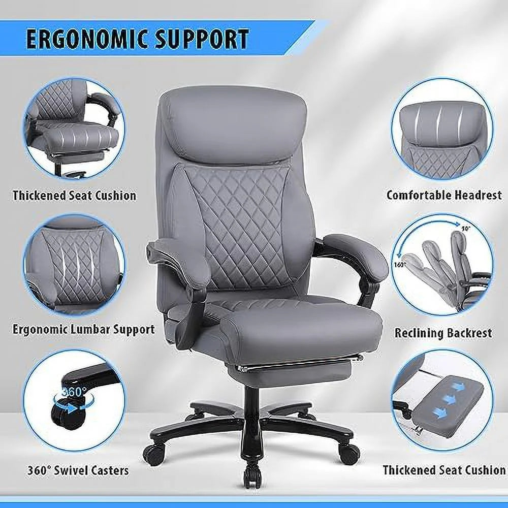160° Reclining Oversized Ergonomic Office Chair with Footrest C1909