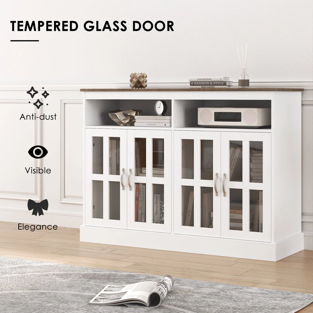 White Sideboard with Glass Doors Y341