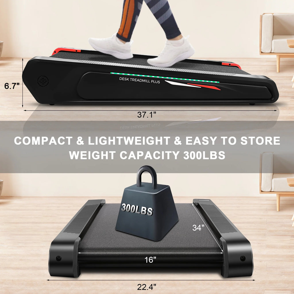 Walking Pad Treadmill with 5% Incline, 2.5HP, Black & Red Y335
