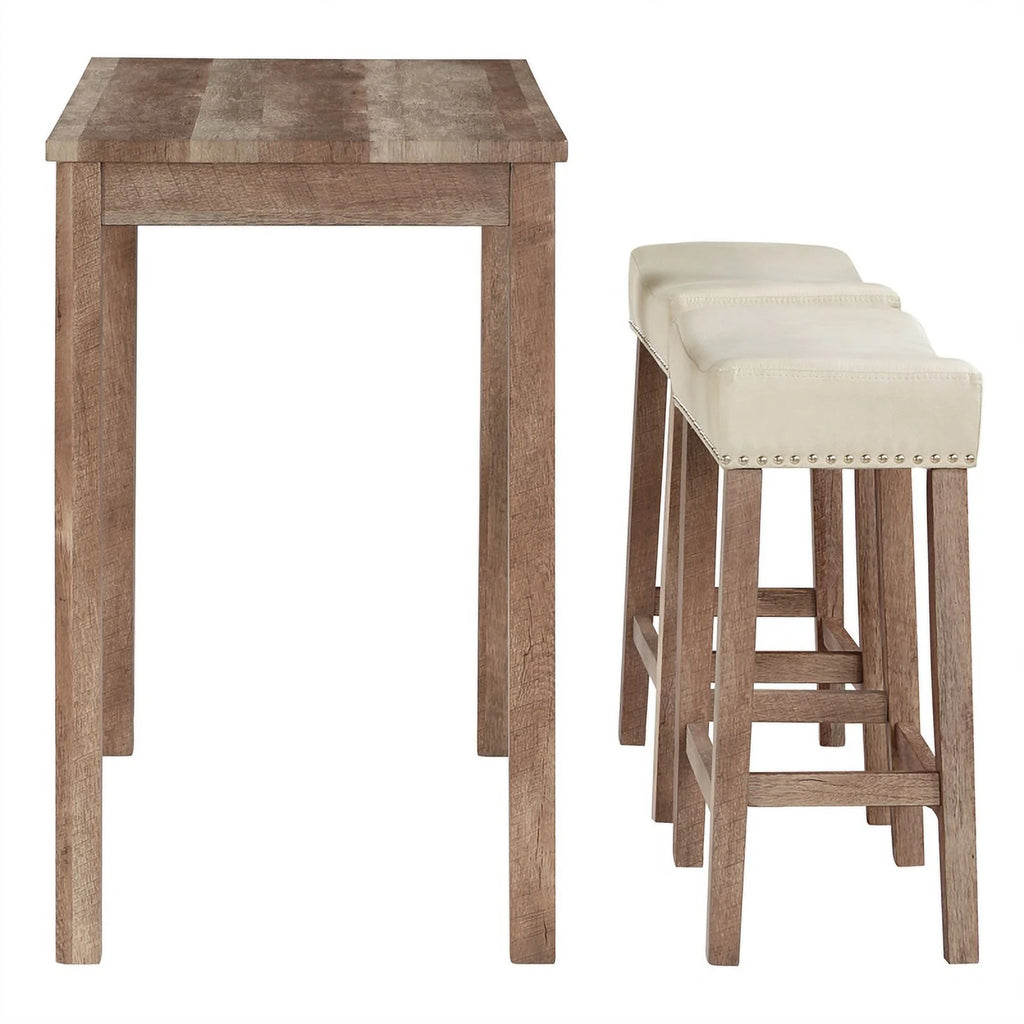 3PC Counter Height Dining Set in Engineered Wood Natural Brown G83335