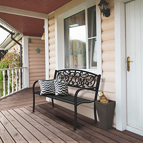 Black Metal Outdoor Bench L309