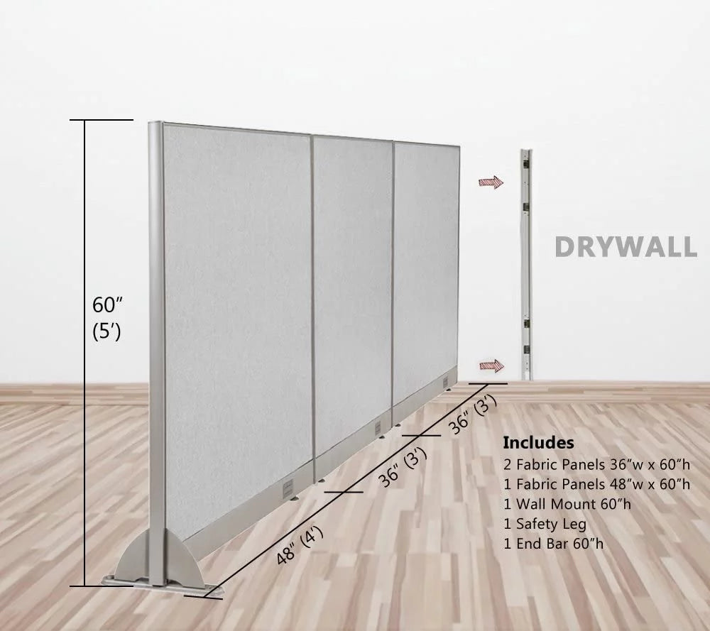 120"W x 60"H Wall Mounted Office Partition S213884