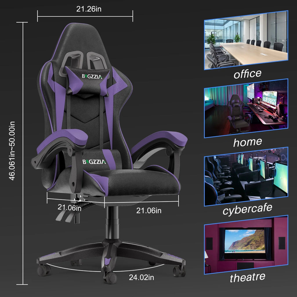 Purple Ergonomic Gaming Chair with Headrest & Lumbar Pillow K213745