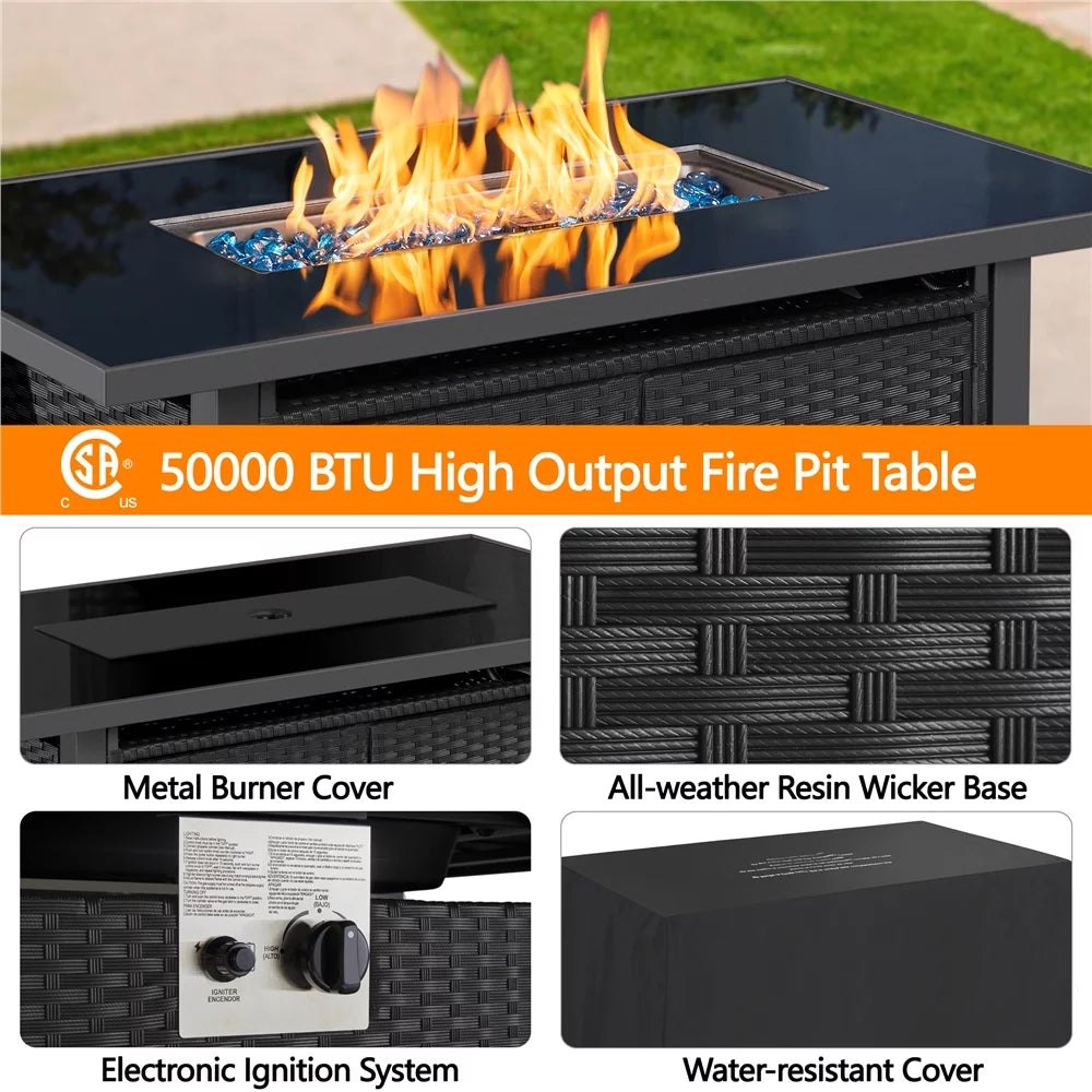 Black Propane Fire Pit Table X6316